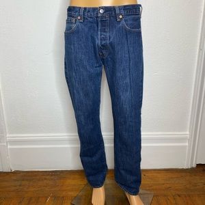 Levi’s 501 Jeans Men’s Size 34X30 Button Fly Regular Fit Dark Wash Blue Denim